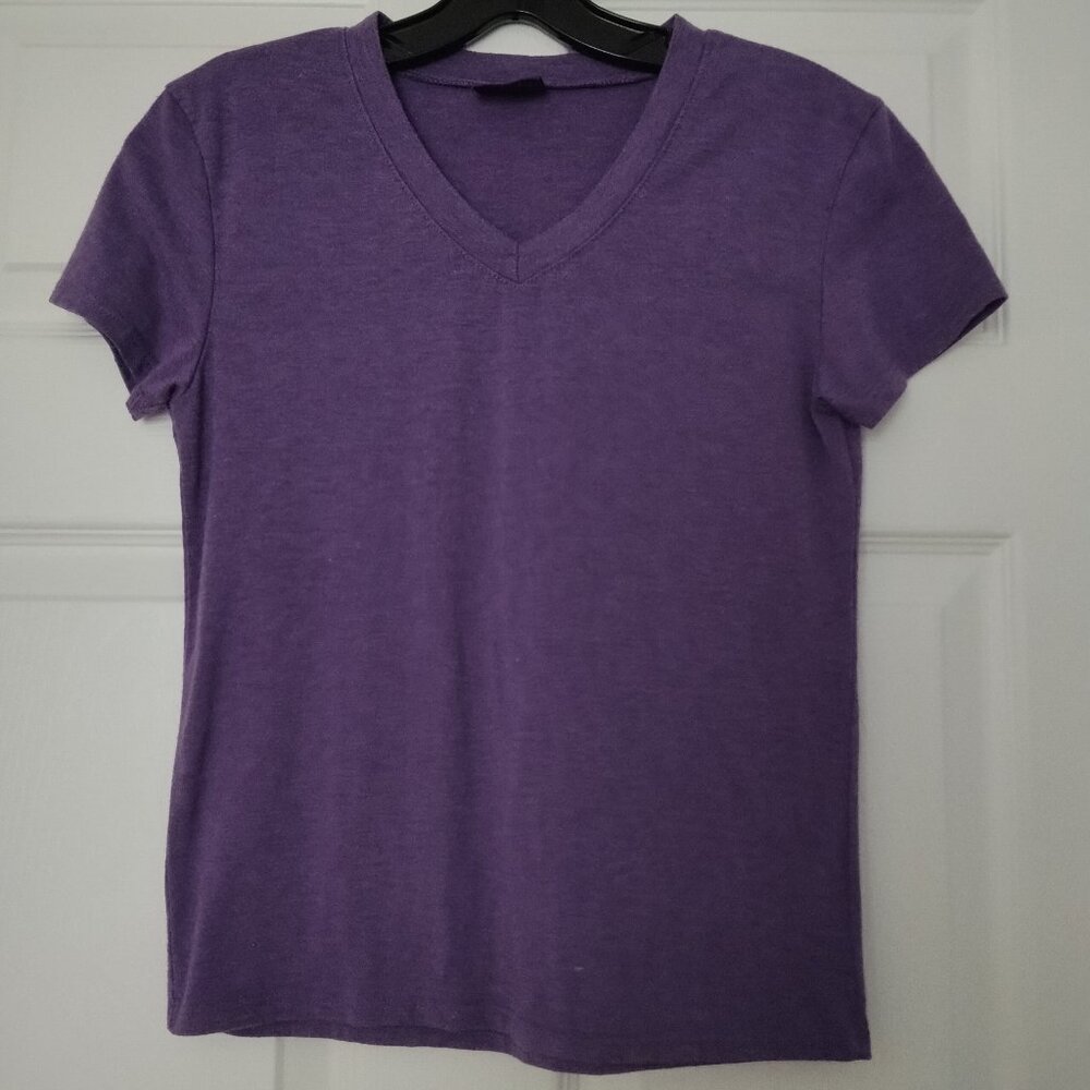 purple V neck tee